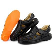 Sapatilha Masculina Antistress de Couro Palmilha Conforto Preto