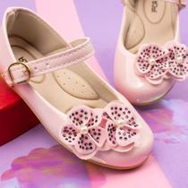 Sapatilha Menina Festa Casual Duas Flor de Glitter Confortável 2030 - B2A KIDS