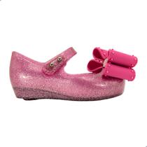 Sapatilha Mini Melissa Ultragirl Classic Bow Baby Rosa Glitter