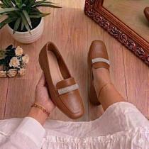 Sapatilha Mocassim Feminina Bico Quadrado Caramelo Strass Conforto Luxo P.U Premium Sapatilha Mocassim Feminina Bico Quadrado Caramelo Strass Conforto Luxo P.U Premium