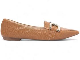 Sapatilha Mocassim Feminino Bico Fino - Elegância Atemporal em Napa Lezard Caramelo