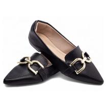 Sapatilha Mocassim Feminino Bico Fino Preto 153A