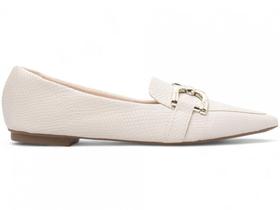 Sapatilha Mocassim Feminino Bico Fino - Sofisticação em Napa Lezard Off White