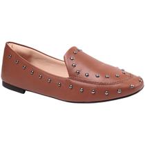 Sapatilha Mocassim Feminino Loafer Slipper Com Tachas Casual Confortavel Via Angel 9303