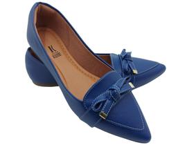 Sapatilha Mocassim rasteira feminino bico fino azul fosco rasterinha