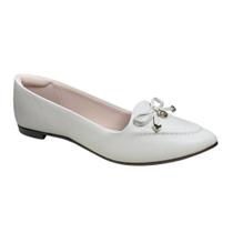 Sapatilha Moleca Bico Fino Laco Feminina Creme
