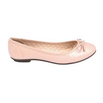 Sapatilha Moleca Bico Levemente Fino Laço Casual Feminina Verniz Rosa