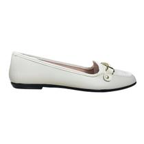 Sapatilha Moleca Bico Quadrado e Enfeite Feminina Creme