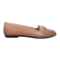 Sapatilha Moleca Bico Quadrado e Enfeite Feminina Nude