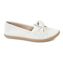 Sapatilha Moleca Casual Tecido Laço Feminina Branco Off