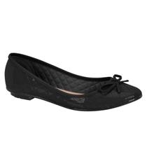 Sapatilha Moleca Losango Bico Redondo Laço Verniz Preto Feminina Conforto