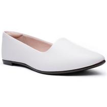 Sapatilha Moleca Slipper Basica Bico Fino - Branco