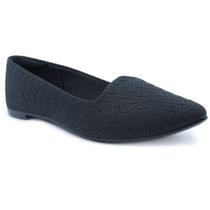 Sapatilha Moleca Slipper Tressê Bico Fino - Preto