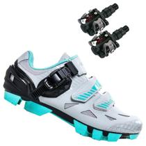 Sapatilha Mtb Ciclismo Absolute Luna II Feminina Cinza + Pedal Wellgo M919