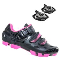 Sapatilha Mtb Ciclismo Absolute Luna II Feminina Preta + Pedal Shimano M530