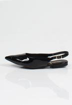 Sapatilha Mule Slingback Week Shoes Bico Fino Verniz Preto