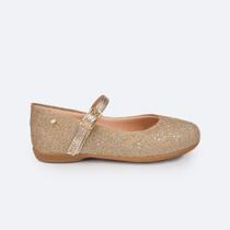 Sapatilha Pampili Bailarina Glitter e Strass Dourada 188.607