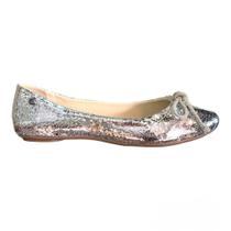 Sapatilha prata com laço de brilho maithe 26317