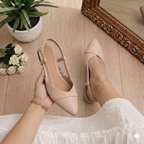 Sapatilha Rasteira Sandalia Bico Fino Slingback Nude Feminina Sapato Dia a Dia Social Confortavel Sapatilha Rasteira Sandalia Bico Fino Slingback Nude Feminina Sapato Dia a Dia Social Confortavel