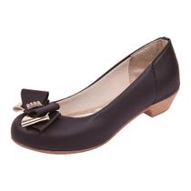 Sapatilha Salto Infantil Menina Laço Triplo Preto