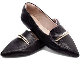 Sapatilha Sapato Mocassim Feminino Bico Fino Preto Torricella