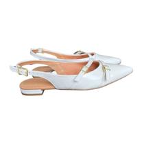 Sapatilha Slingback Aberta Feminina Fivela Verniz Vizzano