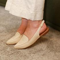 Sapatilha Slingback Amo em Couro Off White