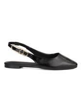 Sapatilha Slingback com Calce Fácil e Fivela Dourada - Bebecê - Preto / Vinho