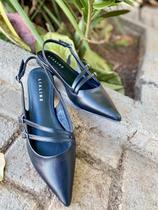 Sapatilha Slingback Couro Hadassah Bico Fino Lia Line - preto Sapatilha Slingback Couro Hadassah Bico Fino Lia Line - preto