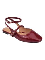 Sapatilha Slingback Feminina Bico Quadrado Tira Moda Verniz