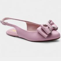 Sapatilha Slingback Molekinha Laço Strass Infantil - Rosa