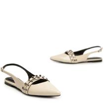 Sapatilha Slingback Verniz Tachas