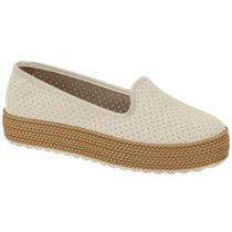 Sapatilha Slip on Plataforma Fem Micro furos Moleca 5772.102 Branco n 35