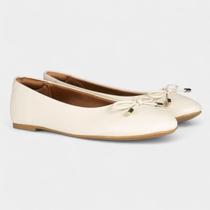 Sapatilha Vizzano Bico Redondo Laço Feminina - Off White