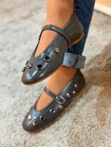 Sapatilha Vizzano Estilo Mary Jane Feminina Com Tachas Cinza Sapatilha Vizzano Estilo Mary Jane Feminina Com Tachas Cinza