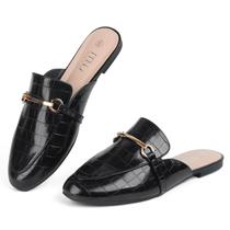 Sapatilhas com fivela Mules MUSSHOE, confortáveis, sem cadarço, em pedra preta Sapatilhas com fivela Mules MUSSHOE, confortáveis, sem cadarço, em pedra preta