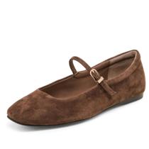 Sapatilhas de balé Riekhany Suede Mary Jane para mulheres marrons