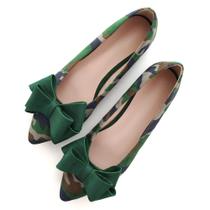 Sapatilhas de balé SAILING LU Bow-Knot, camuflagem feminina em camuflagem verde Sapatilhas de balé SAILING LU Bow-Knot, camuflagem feminina em camuflagem verde
