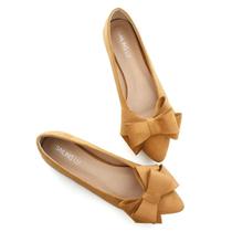 Sapatilhas de balé SAILING LU Bow-Knot, camurça cáqui, tamanho 9,5