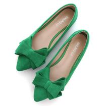 Sapatilhas de balé SAILING LU Bow-Knot, camurça feminina verde primavera 5.5