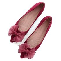 Sapatilhas de balé SAILING LU Bow-Knot em camurça feminina cor de vinho