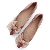 Sapatilhas de balé SAILING LU Bow-Knot femininas em camurça rosa roxa