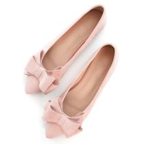 Sapatilhas de balé SAILING LU Bow-Knot para mulheres com bico pontudo, camurça rosa 9,5