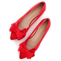 Sapatilhas de balé SAILING LU Bow-Knot Watermelon Suede para mulheres 5,5 EUA