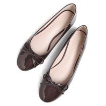 Sapatilhas de balé SAILING LU Bowknot em couro envernizado para mulheres marrons 9