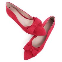 Sapatilhas de balé SAILING LU de camurça vermelha com bico pontudo para mulheres