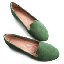 Sapatilhas de balé Stunner Classic Slip On, de camurça macia, verde militar
