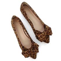 Sapatilhas de balé Stunner Womens Bowknot Flower Pointed Toe Leopard