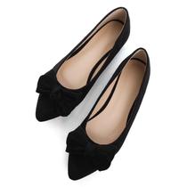 Sapatilhas de balé TN TANGNEST Bowknot para mulheres em camurça preta