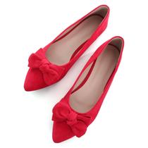 Sapatilhas de balé TN TANGNEST Bowknot para mulheres em camurça vermelha